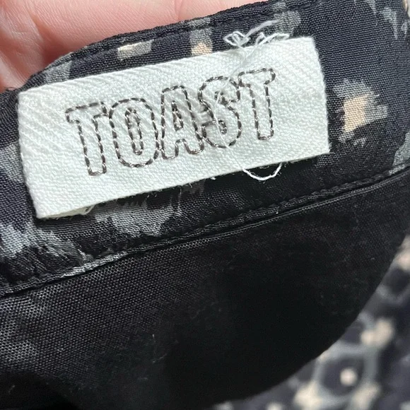 TOAST Black Patterned A-Line Below Knee Skirt UK 12 - Picture 5 of 8